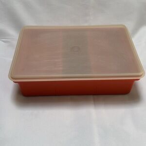 Vintage Tupperware Tuppercraft 1421 Organizer Box w/Lid Burnt Orange 4-Piece Set